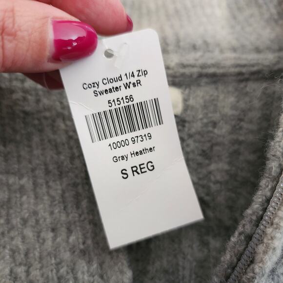 LL Bean Cozy Cloud Sweater Women's SMALL Quarter Zip Gray Ribbed NWT - Picture 7 of 8